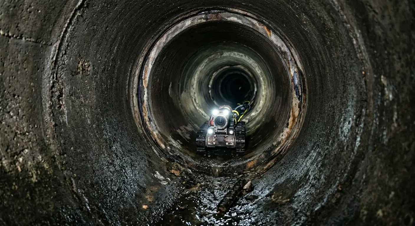 Robotic sewer camera inspecting pipe interior for Sewer Line Repair in Palo Alto